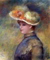 young woman wearing a hat Pierre Auguste Renoir
